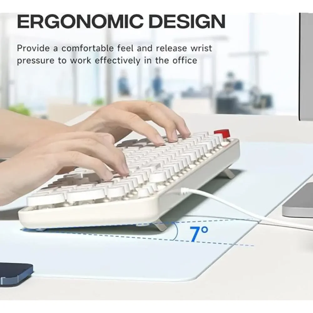 USB Wired Keyboard, white, raised buttons